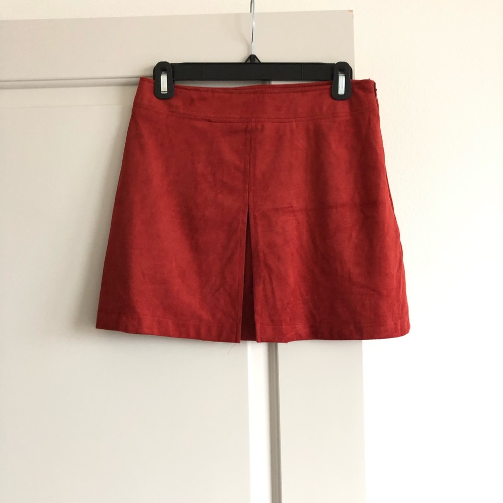 Poppy Red Faux Suede Mini skirt